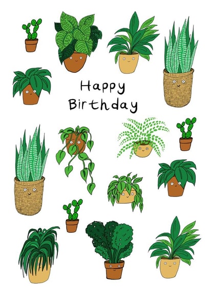 Plant Friends Birthday Card created by Helen Ridley Illustration