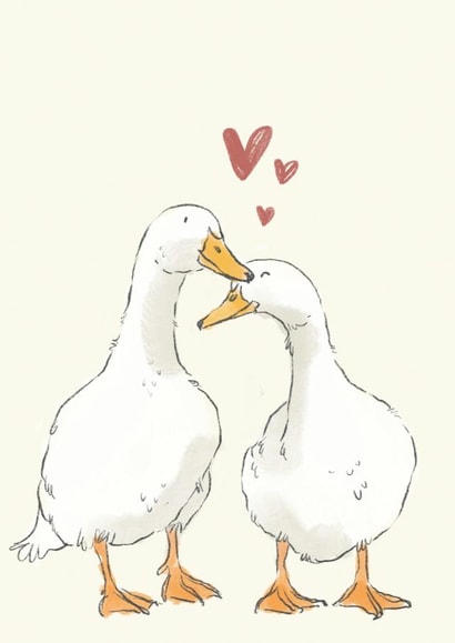 Duck Valentines Day Card created by Becca Hall illustration