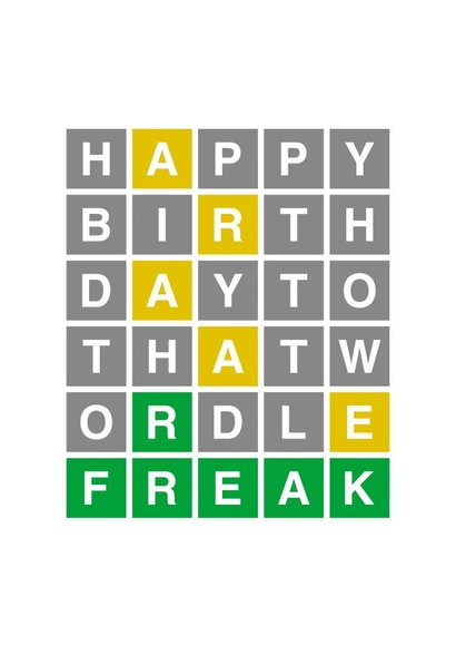 Wordle Freak Birthday Card created by Dean Morris Cards
