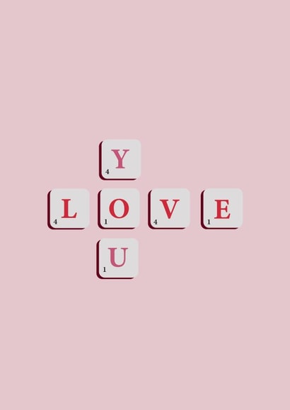 Scrabble love you card created by EL ILLUSTRATES