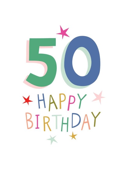 Classic 50th Birthday Card - Stars created by Pablo and Pickle Studio