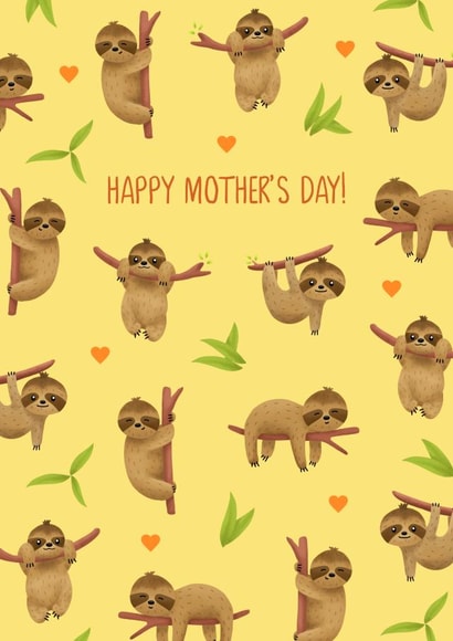 Cute sloth Mother's Day card created by Evie Garnett Designs