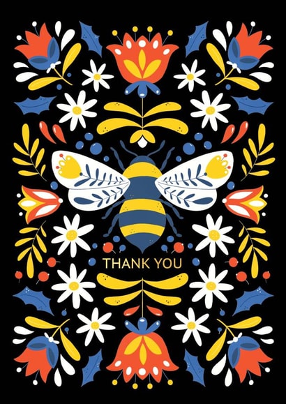 Pretty Thank You Card - Bee - Flowers created by Nastya Rizaeva