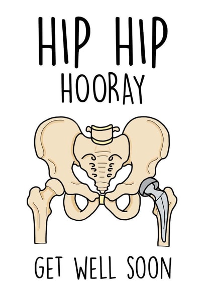 Hip, Hip, Hooray - Get Well Soon - Hip Replacement Card created by Prickly Cards