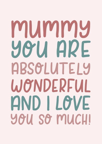 Wonderful Mummy mother's day card created by The Lettering Tree