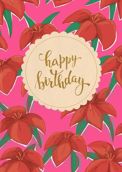 Floral birthday card created by Fariza Kartbayeva