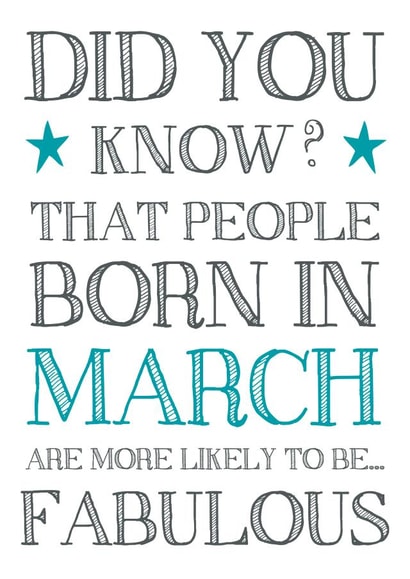 Classic Birthday Card - March Birthday - Stars created by Hello Fridays Studio