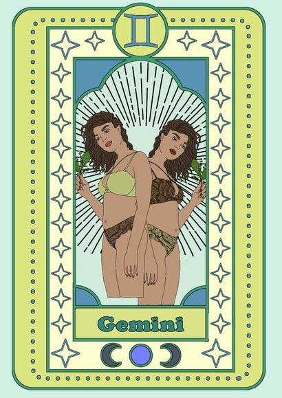 GEMINI BIRTHDAY CARD created by Emily Nash