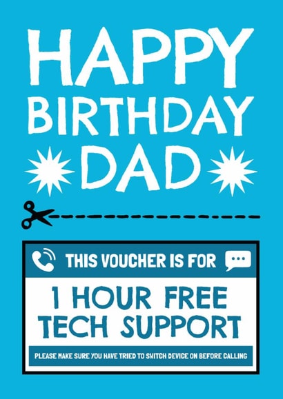 Tech Support Voucher Funny Dad Birthday Card created by AbiGoLucky