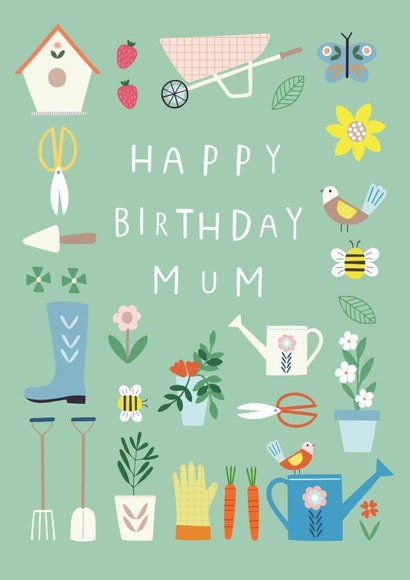 Mum gardening Birthday card created by Sally Payne Design
