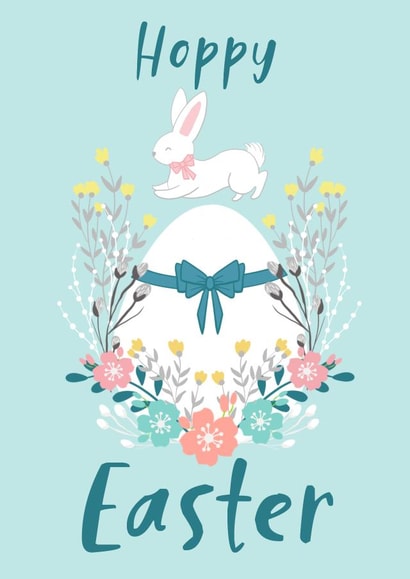 Cute Easter bunny. Hoppy Easter. Easter card created by Natalia Blyzen
