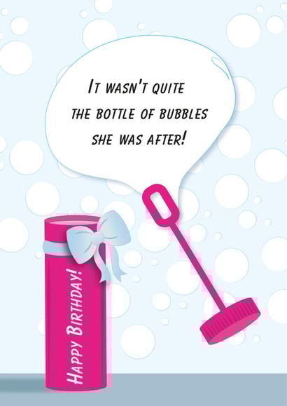 Bottle of bubbles birthday card created by Betty Creative