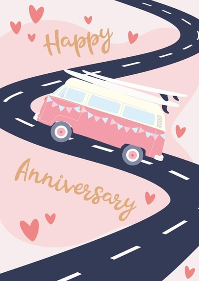 Cute Camper Van Anniversary Card - Happy Anniversary created by Rachel Millson-Hill