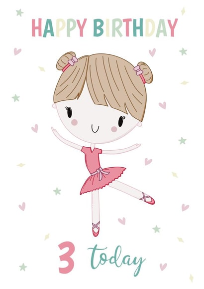 Ballerina 3rd Birthday card created by Dolly and Fred
