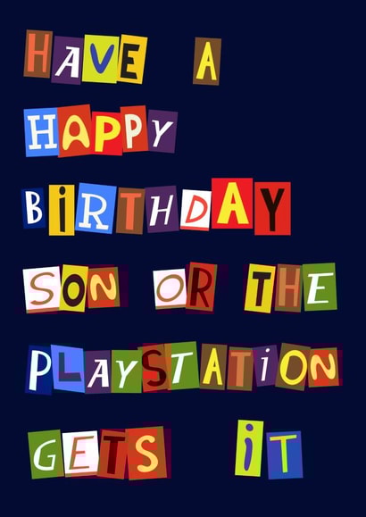 PlayStation Ransom Note Birthday Card for Son created by Rosewood Design