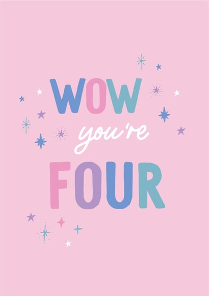 Wow Fourth Birthday Card Pink created by Sarah Catherine