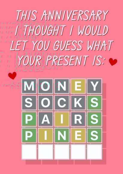 Funny wordle Anniversary girlfriend wife boyfriend husband card 1000 created by The Girl Next Draw Cards