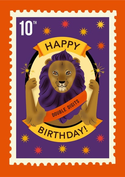 10th Birthday Lion Celebrating with Sparklers card created by TRICIA O