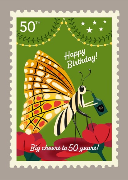 50th Birthday Big Cheers Butterfly Card created by TRICIA O