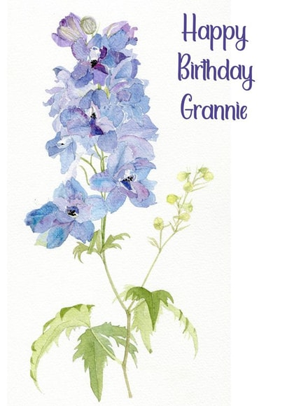 Happy Birthday Grannie Blue Delphinium Stem created by Penny SILVERTHORNE