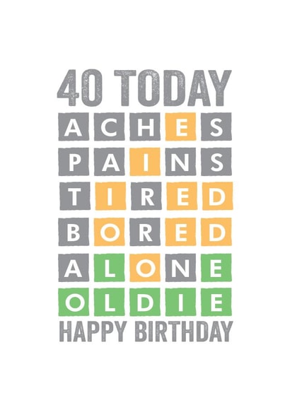 40 Today Wordle Birthday Card created by Filthy Sentiments