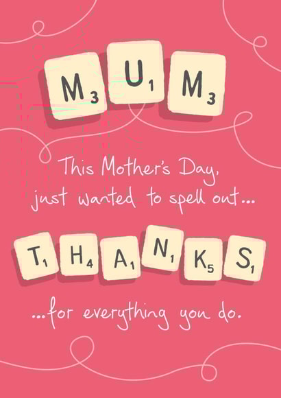 Retro Scrabble Mother's Day card created by NEEDL designs