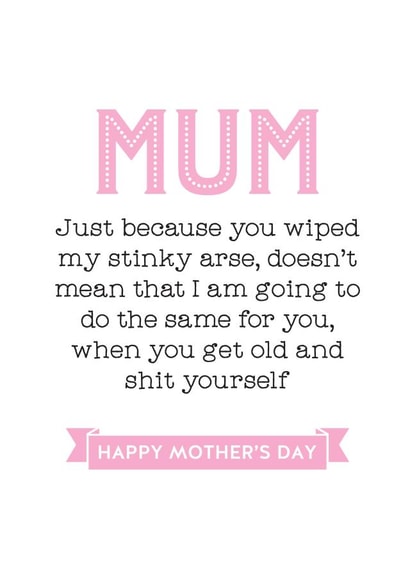 Funny Mother's Day stinky arse card for Mum created by Silly Prints