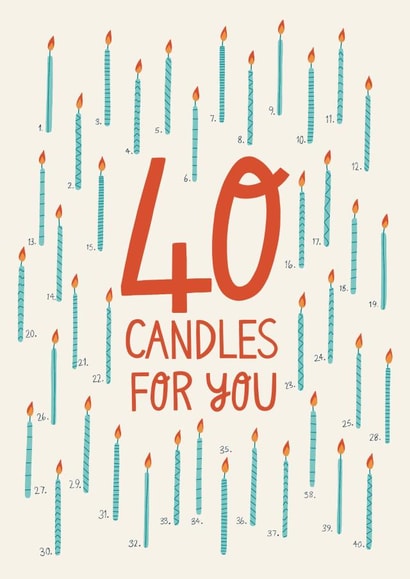 40th birthday candles card created by Christine Cuddihy Illustration