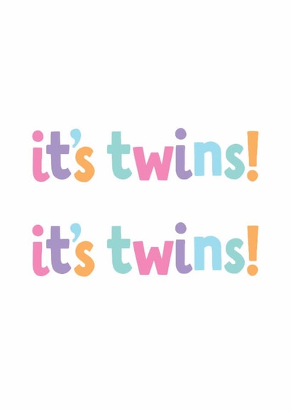 It's twins! new baby twins congratulations card created by Graham Birch