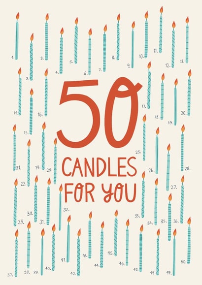 50th birthday candles card created by Christine Cuddihy Illustration