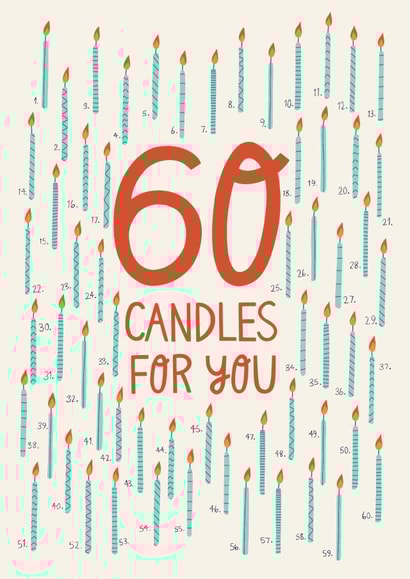 60th birthday candles card created by Christine Cuddihy Illustration