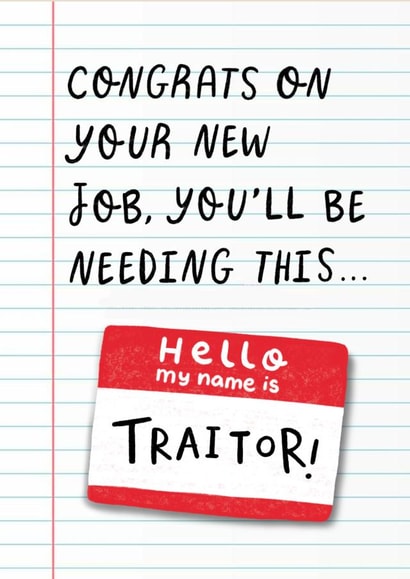 Congratulations on your new job! Funny greeting card. created by Swish & Scribble