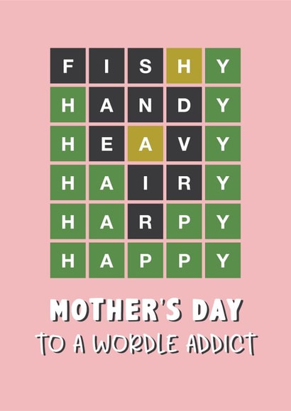 Funny Mothers Day Card - Wordle - Happy Mother's Day To A Wordle Addict created by Shutterjunkie
