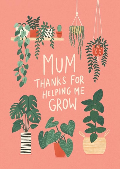 Cute Mothers Day Card - Mum - Plants - Mum Thanks For Helping Me Grow created by Bird & Co Studio