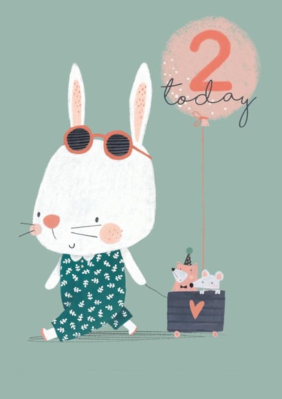 2nd Birthday Card - Bunny & Friends created by Stripey Paper