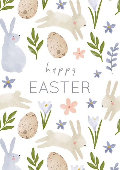 Happy Easter! Cute watercolor Spring card  1001 created by Nadya Barkova