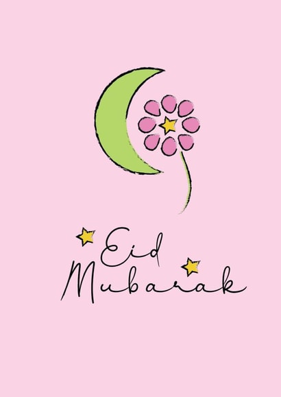 Moon Star Flower Eid Mubarak Card created by Kayenaat