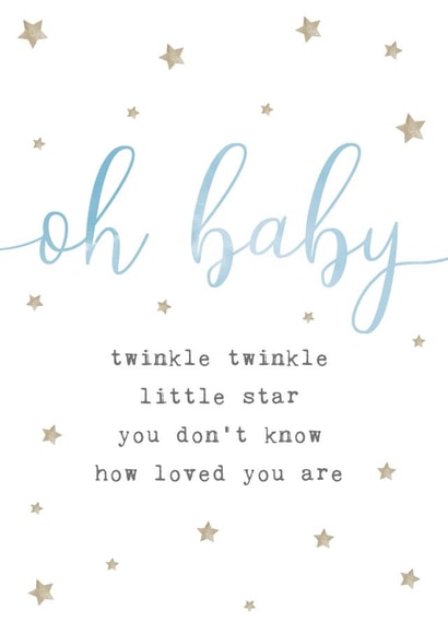 Star themed blue new baby boy card created by Loopy Creative