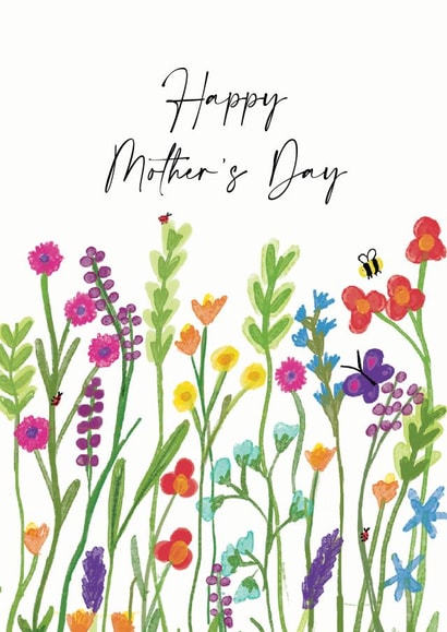 Classic Mothers Day Card - Wild Flowers - Happy Mothers Day Card created by Olivia Morgan ltd