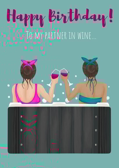 Partners in wine Birthday card created by Lorna Helen Prints