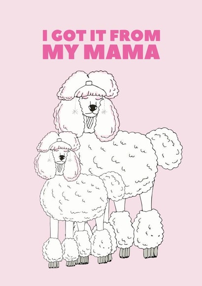 Funny Mothers Day Card - Poodles - Dog - I Got It From My Mama created by Pearl Ivy