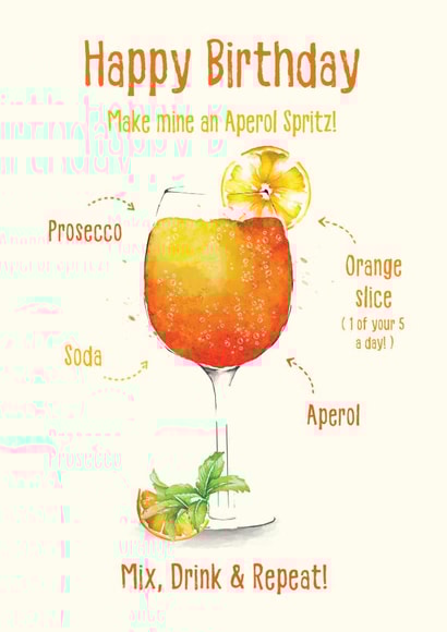 Aperol Spritz Birthday Card created by Alexandra Elliot Designs