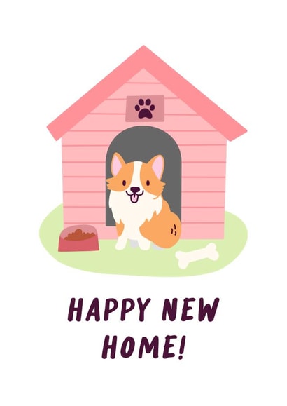 Happy new home corgi card created by Lauren Beth Designs