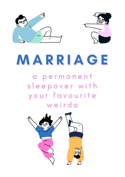 Funny Wedding Day Congratulations Card - Marriage Quote - Weird Couples created by The Happy Badger