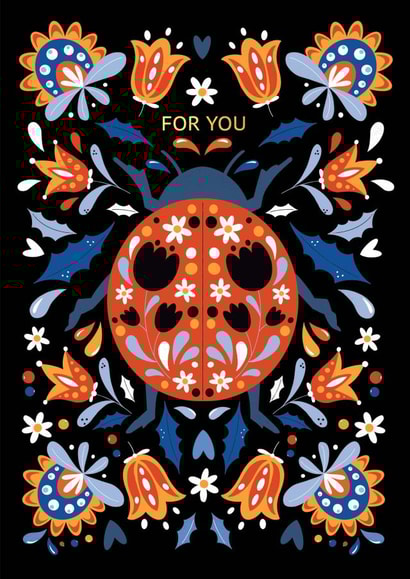 For you card with flowers and a beetle card created by Nastya Rizaeva