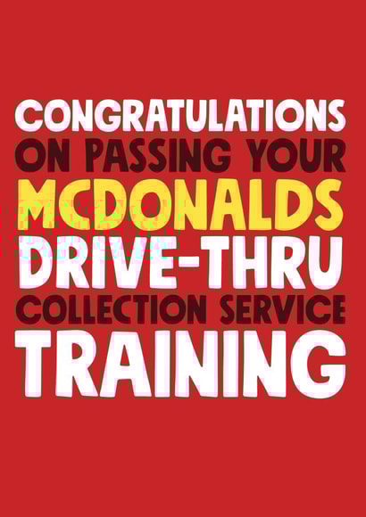 McDonalds Drive-Thru Training Driving Test Card created by Roll Creative