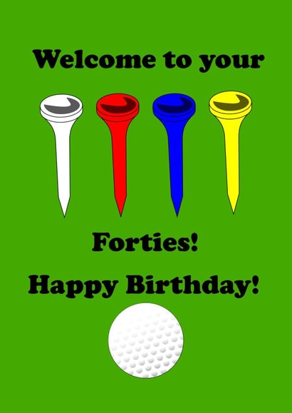Golf tees 40th birthday card created by The Fixby Fox