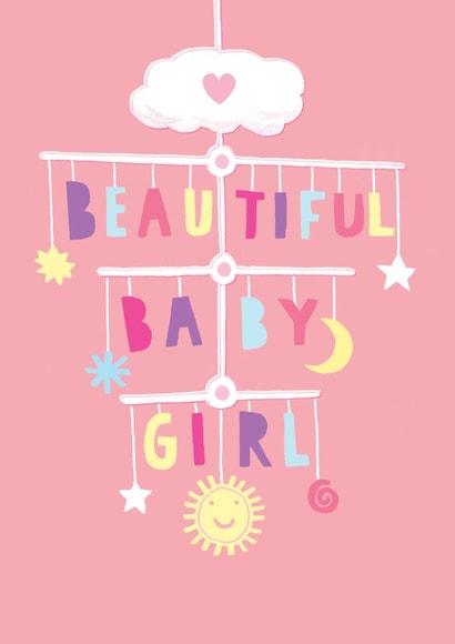 Beautiful baby girl mobile - New baby design created by Pencilface