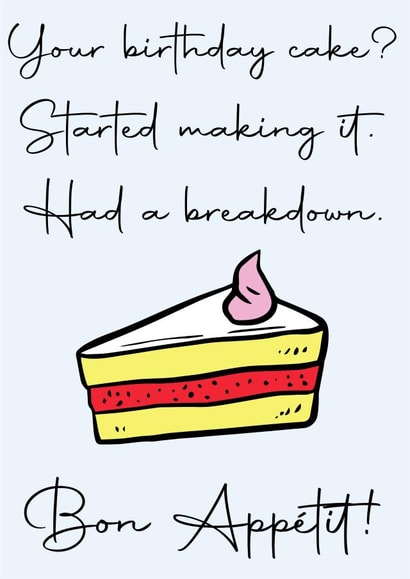 James Acaster bake-off Birthday Card created by Drapeau art et design