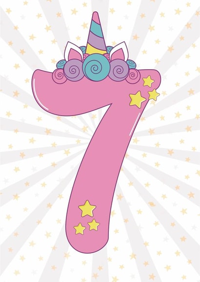 7th birthday unicorn card  created by Lucy Rose Party